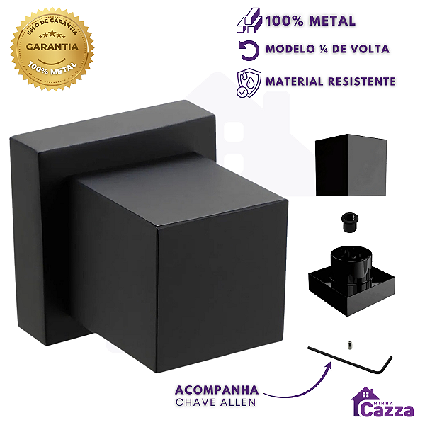 Acabamento Quadrado De Metal Para Registro Pressão Gaveta Preto