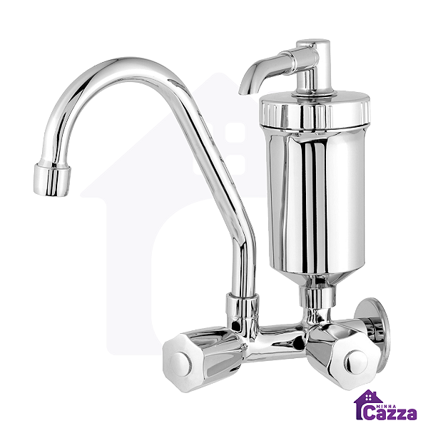 Torneira De Cozinha Filtro De Parede 1/4 De Volta Cromada Metal