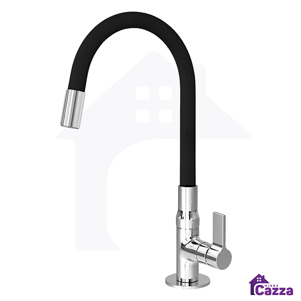 Torneira de Cozinha Bancada Slim Flexível Mesa Bancada Preta