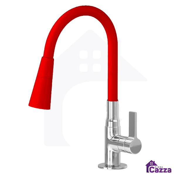 Torneira Gourmet Flexível Bancada Vermelha Para Cozinha 1/4v