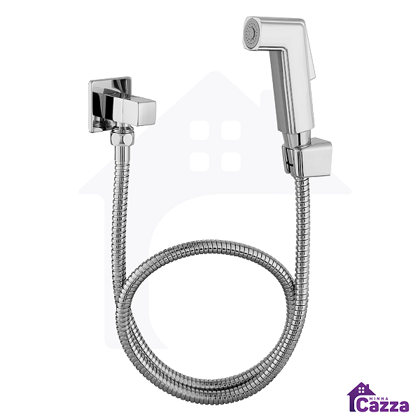 Ducha Higiênica Inox Quadrado Cromado 1/4 Volta Registro Metal