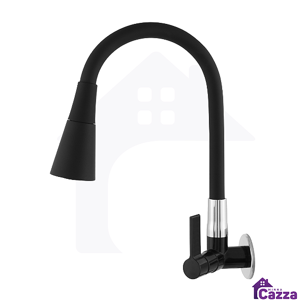 Torneira De Cozinha Parede ABS Flexível Cone Preta 1/4v 2 Jatos
