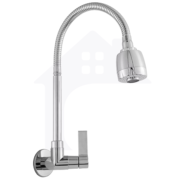 Torneira Gourmet de Cozinha Parede Flexível 1/4 de Volta Cromada ABS COD-3029-7