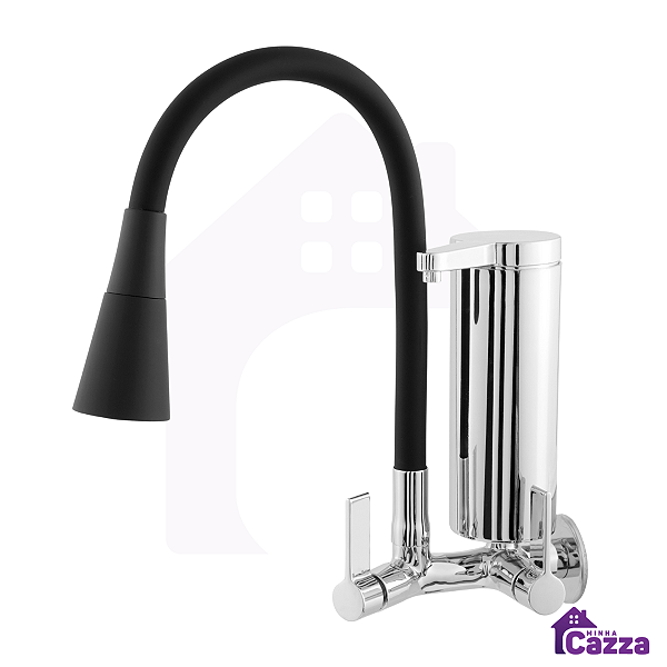 Torneira De Cozinha filtro Parede Cone Preto Flexível 2 Jatos 1/4 De Volta