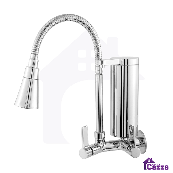 Torneira De Cozinha Filtro Luxo Cromada Parede 1/4 De Volta 2 Jatos