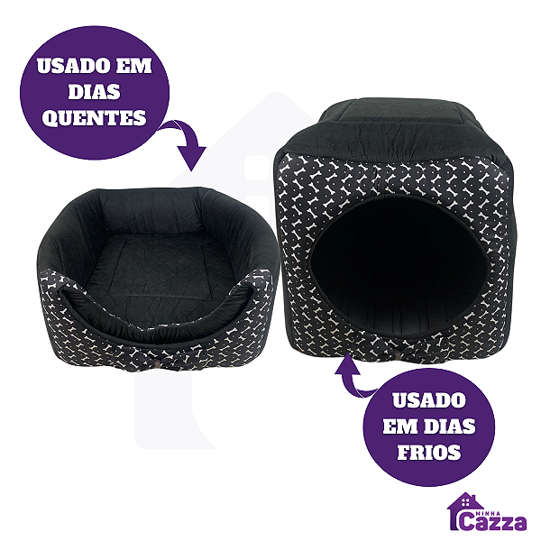 Cama Toca Iglu 3 em 1 para Cachorro e Gato Tamanho EXTRA GGG