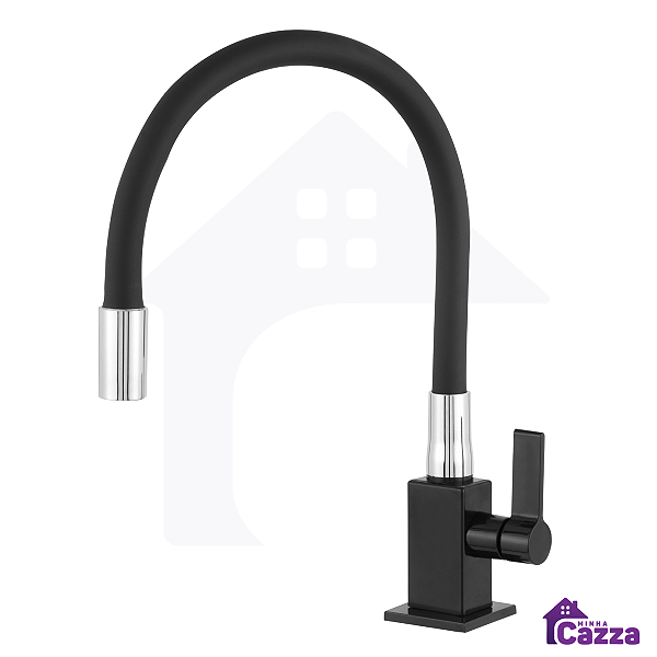 Torneira Gourmet Slim para Cozinha Preta de Bancada Mesa Pia Preta Flexivel 1/4 volta