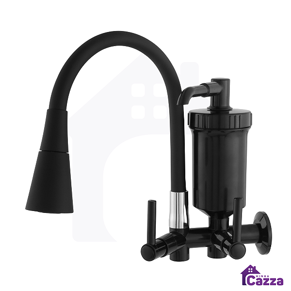 Torneira Gourmet Com Filtro para Cozinha Preta de PAREDE Pia Mesa