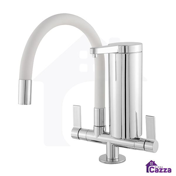 Torneira De Cozinha Bancada Filtro Slim Flexível Branca 1/4 De Volta