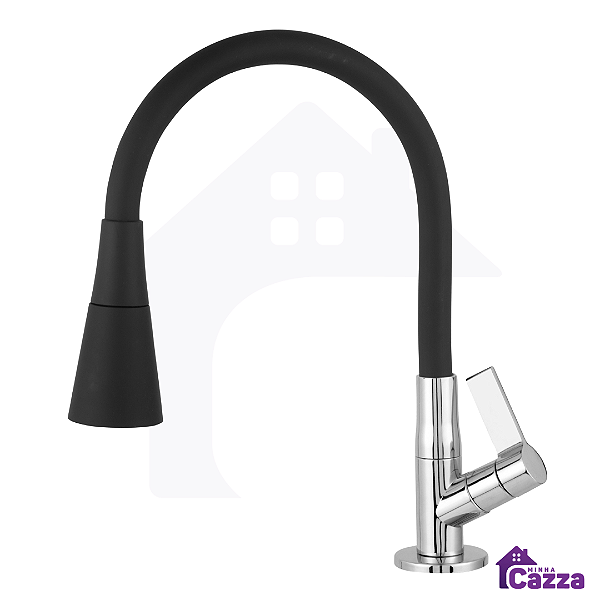 Torneira De Cozinha Bancada Cone Flexível Preta 2 Jatos 1/4 De Volta