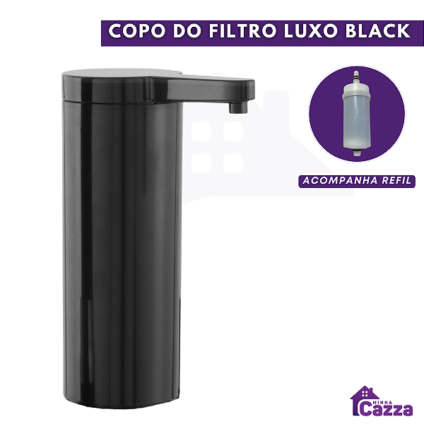 Filtro Copo Abs Preto Luxo Com Refil Para Torneira