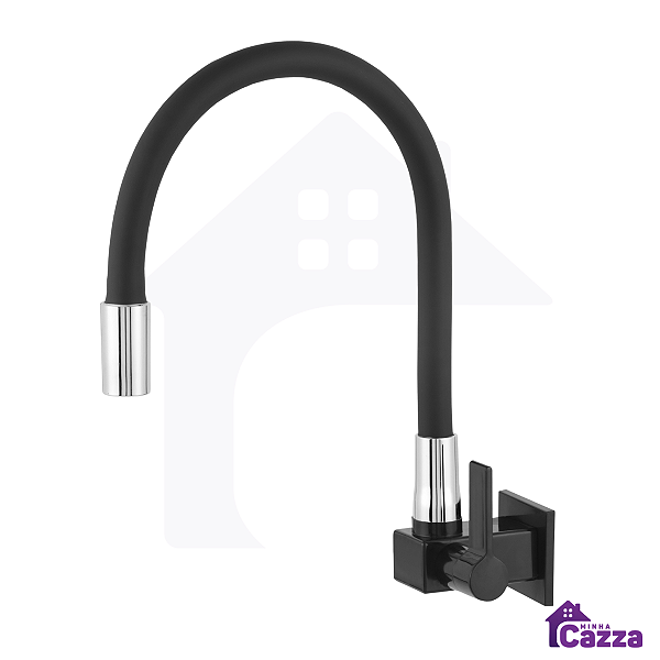 Torneira Gourmet Cozinha Parede Mesa Pia Flexível Preta Abs