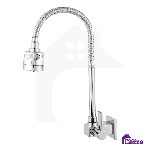 Torneira De Cozinha Flexível de Parede ABS Cromada 2 Jatos 1/4 De Volta