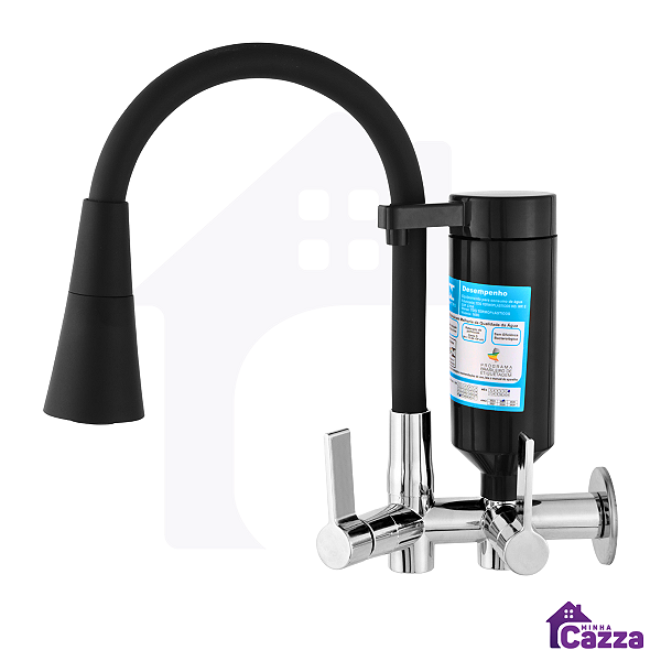 Torneira De Cozinha Filtro Parede Pia Preta 2 jatos Flexível de Rotação 360°