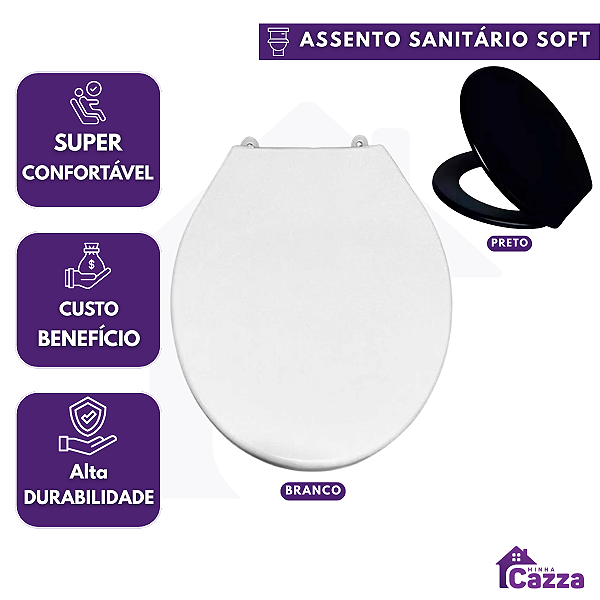 Assento Sanitário PREMIUM Universal Tampa Privada Banheiro Branco ou Preto Tampa Vaso Universal