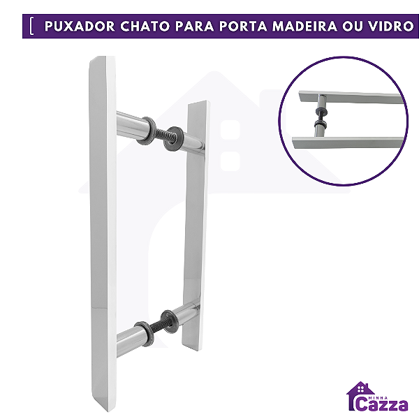 Puxador Alumínio Para Porta Vidro ou Madeira ou Pivotante Barra Chata