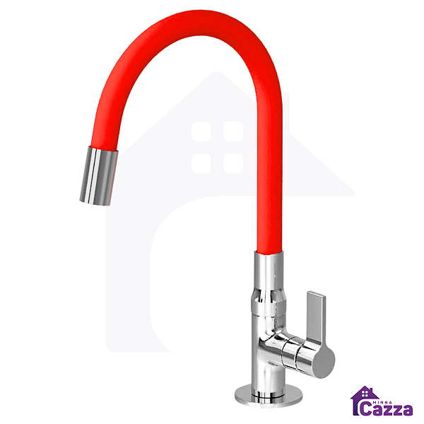 Torneira De Cozinha Bancada Flexível Slim Silicone Vermelha