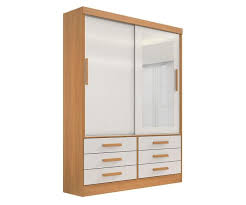Guarda Roupa Solteiro com Espelho 2 Portas Correr 6 Gavetas Meridian DDORO