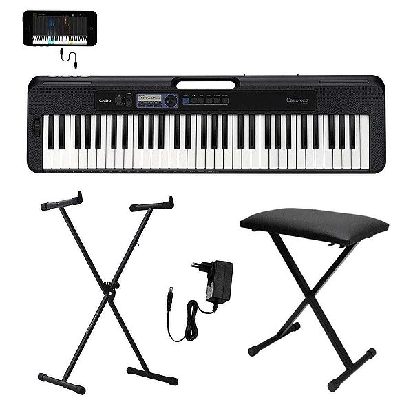 Teclado Casio CT-S300 APP Chordana Play + Kit Suporte X + Banqueta X
