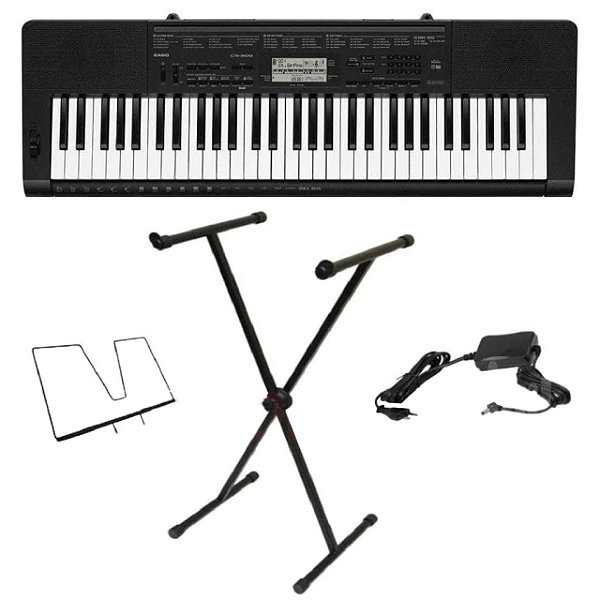 Kit Teclado Musical Casio Ctk3500 + Suporte X + Fonte + Suporte Partitura