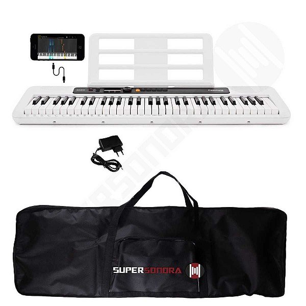 Kit Teclado Musical CASIOTONE CT-S200 CASIO Branco Aplicativo Chordana Play + Capa
