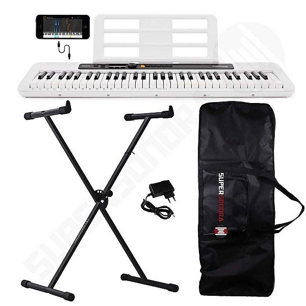 Kit Teclado Musical CASIOTONE CT-S200 CASIO Branco Aplicativo Chordana Play + Suporte + Capa