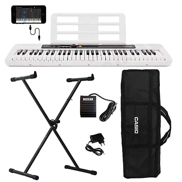 Teclado Musical CASIOTONE CT-S200 CASIO Branco + Suporte + Pedal + Capa