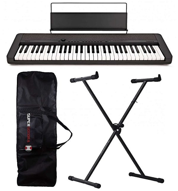 Teclado Casio CT-S1 CasioTone Preto - 61 Teclas Sensitivas + Suporte X + Capa