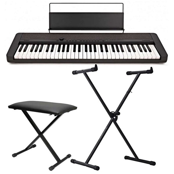 Teclado Casio CT-S1 CasioTone Preto - 61 Teclas Sensitivas + Suporte X + Banqueta X