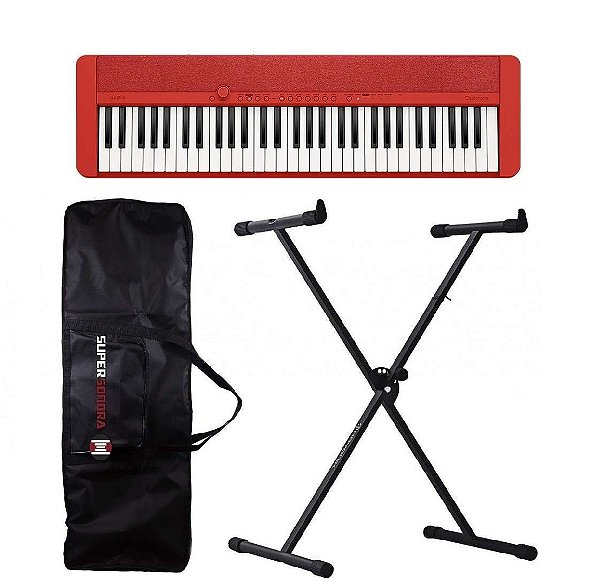 Teclado Casio CT-S1 CasioTone Vermelho - 61 Teclas Sensitivas + Suporte X + Capa