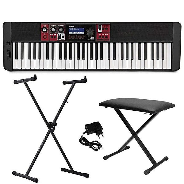 Teclado Musical CASIOTONE CT-S1000V Preto - 61 Teclas + Suporte em X + Banqueta