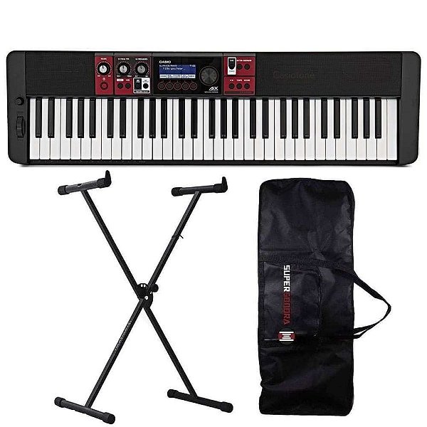 Teclado Musical CASIOTONE CT-S1000V Preto - 61 Teclas + Suporte em X + Capa