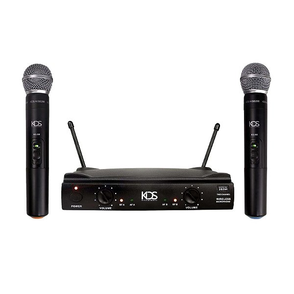 Microfone Sem Fio Duplo Kadosh KDS-W 382M com Receptor