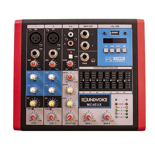 Mesa de Som Soundvoice 4 Canais MC-4 EUX