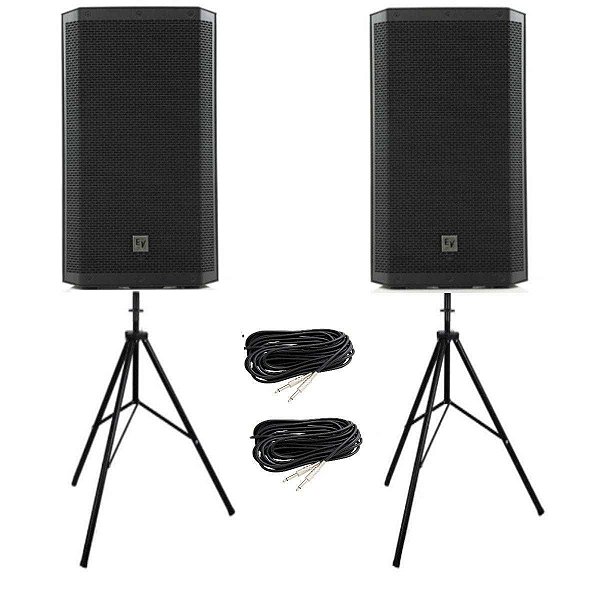 Caixa Ativa + Ativa Electro Voice ZLX-15P G2 + Cabos + Tripés