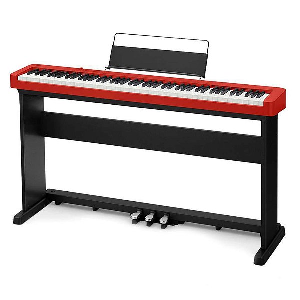 Piano Digital Casio CDP-S160 Vermelho + Estante CS-470p + Pedal Triplo