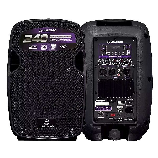 Kit Caixas de Som Bluetooth FK-240X Waldman 240W RMS Ativa 8" + Passiva 8" + Cabo