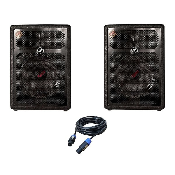 Kit Caixas de Som Ativa + Passiva Leác´s Fit 320 350W RMS 12" + Cabo SPEAKON