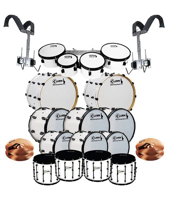 Kit Fanfarra Profissional 15 Instrumentos Apenas Percussão + Brinde