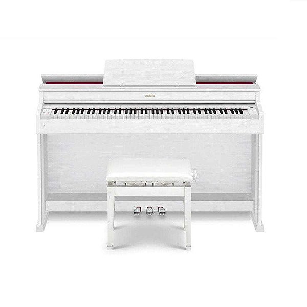 Piano Digital Casio Celviano AP-470 Branco 88 Teclas + Estante + Banqueta + Pedal Triplo + Fonte + Suporte de Partituras