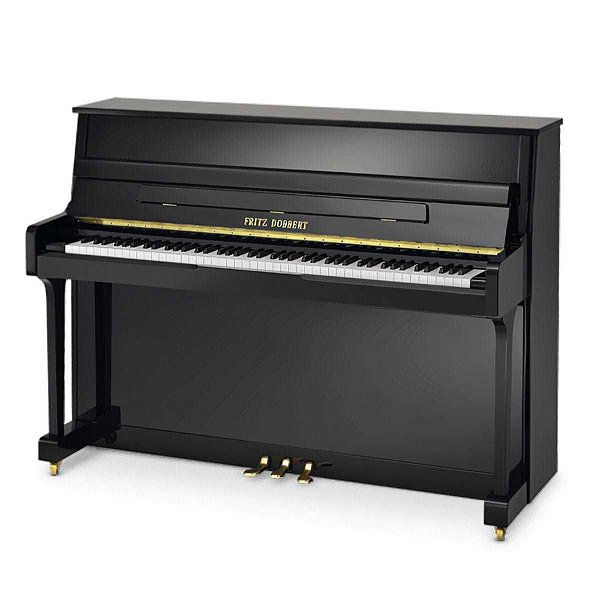 Piano Acústico Vertical Fritz Dobbert FD110 Preto com Pedal Triplo e Banqueta com Regulagem de Altura
