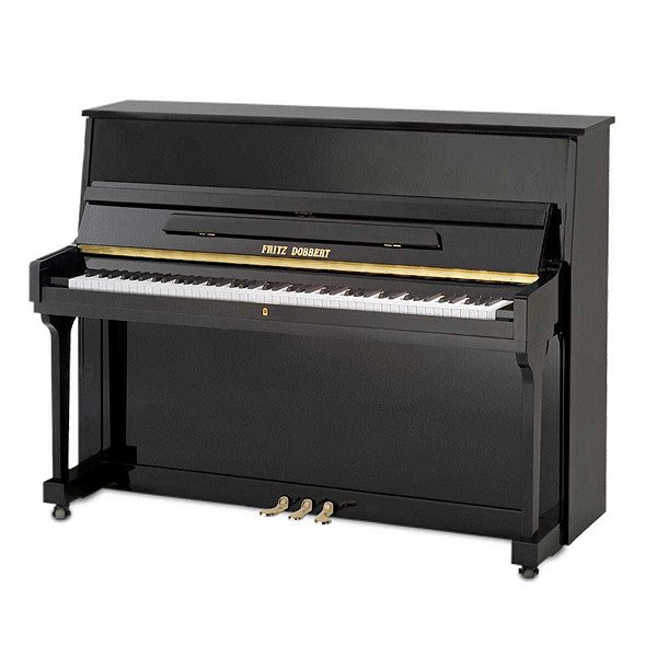 Piano Acústico Vertical Fritz Dobbert FD115 Preto com Pedal Triplo e Banqueta com Regulagem de Altura