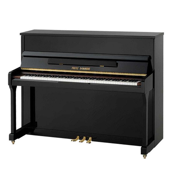 Piano Acústico Vertical Fritz Dobbert FD116 Preto com Pedal Triplo e Banqueta com Regulagem de Altura
