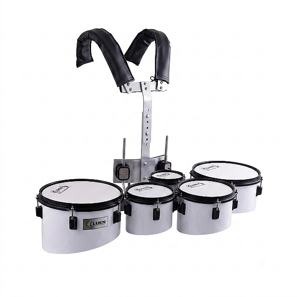 Quintoton Tenor Drums 6"-8"-10"-12"-13" Fanfarra Profissional Luen - Linha Marching Band Madeira - Com Colete