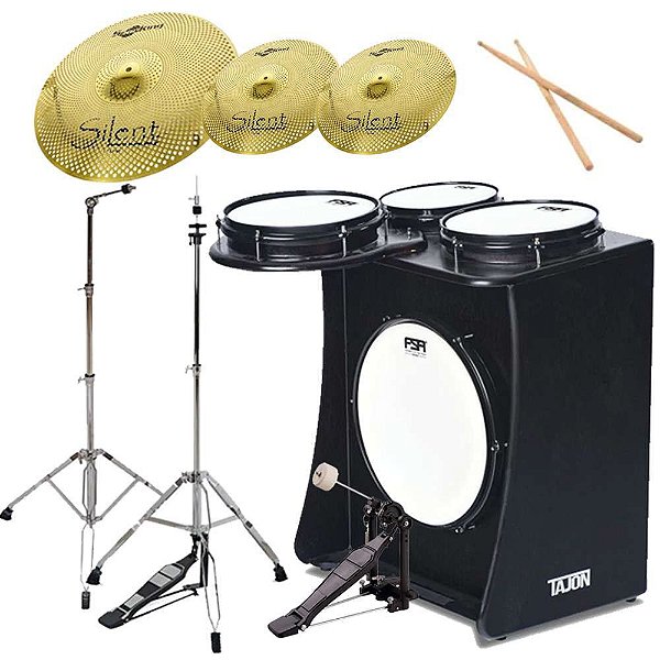 Kit Tajon Bateria FSA TAJ51 Master Preto - Acústico Profissional - Super Sonora
