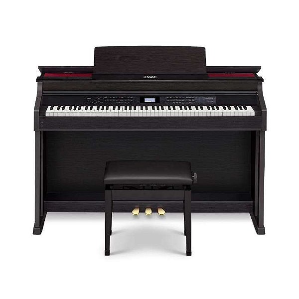 Piano Digital Casio Celviano AP-650M Preto 88 Teclas + Banqueta + Pedal Triplo + Fonte + Suporte Partitura