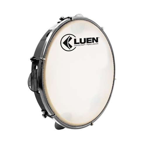 Pandeiro 10" Luen ABS Aro Inox Pele Leitosa - Preto