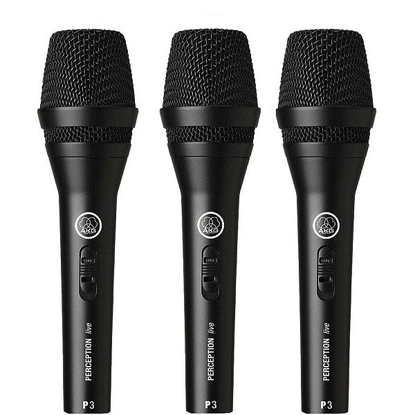 Kit 3 Microfones AKG P3S Perception Dinâmico