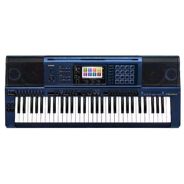 Teclado Musical Arranjador Casio Mz X500 Azul 61 Teclas - Midi/usb - Tela Touch - 16 Pads + Fonte
