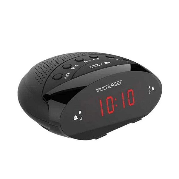 Caixa de Som Rádio Relógio com Alarme Despertador Multilaser - 1 Ano de Garantia